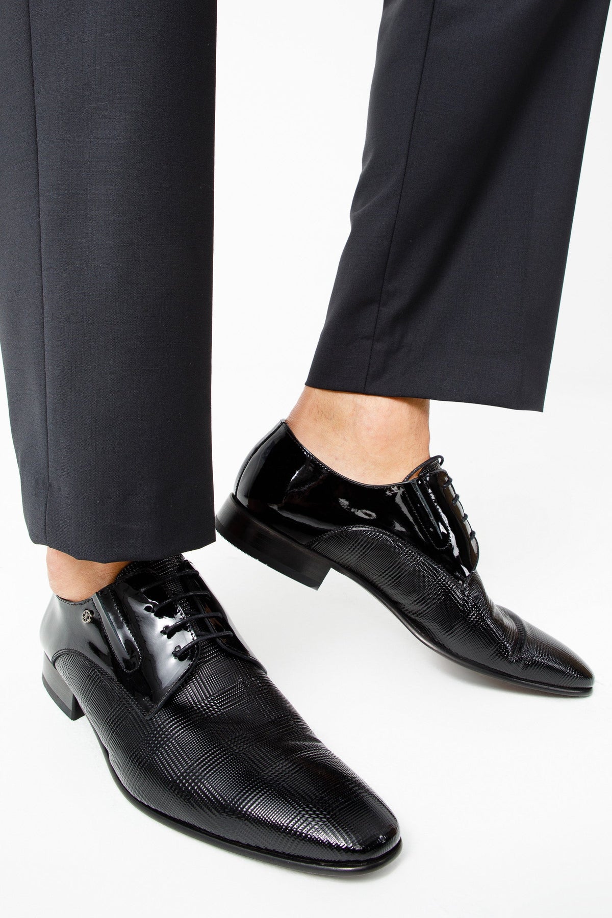 Vinci Leather The San Severo Black Patent Leather Derby Men Shoe – product view 4