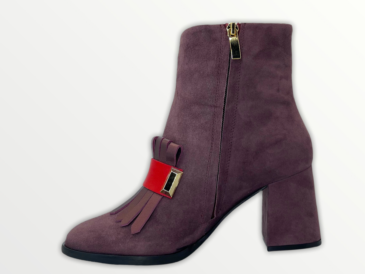 Vinci Leather The Luksor Rose Suede Leather Block Heel Women Boot – product view 3