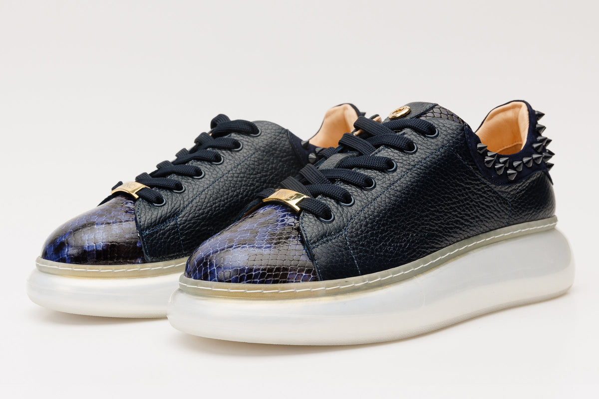 Vinci Leather The Venezia Dark Blue Leather Women Sneaker – product view 2
