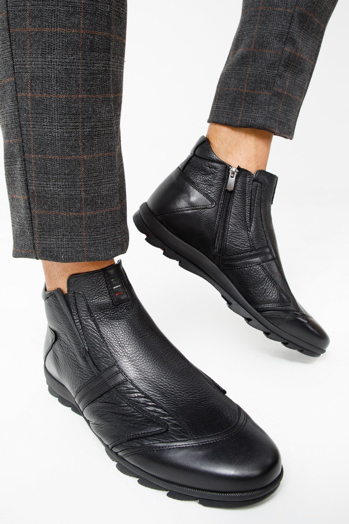 Vinci Leather The Montreal Black Leather Casual Zip-Up Ankle Men Boot – product view 11