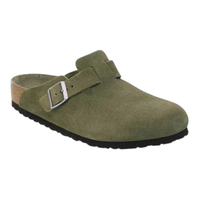 Birkenstock Boston Soft Footbed Unisex Clogs — Thyme Suede – Front View