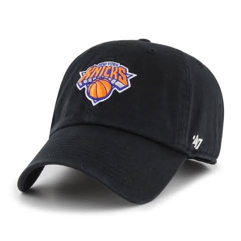 47 Brand New York Knicks Clean Up Mens Strapback Hat — Black (BKI)