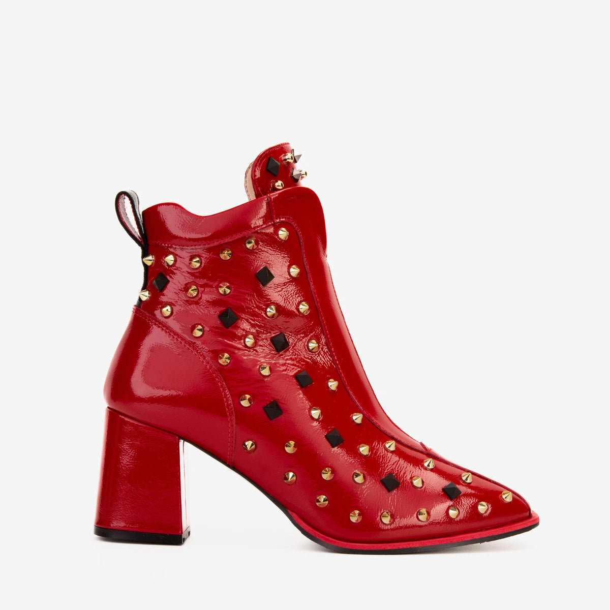 Vinci Leather The Infanta Red Leather Block Heel Women Boot – product view 1
