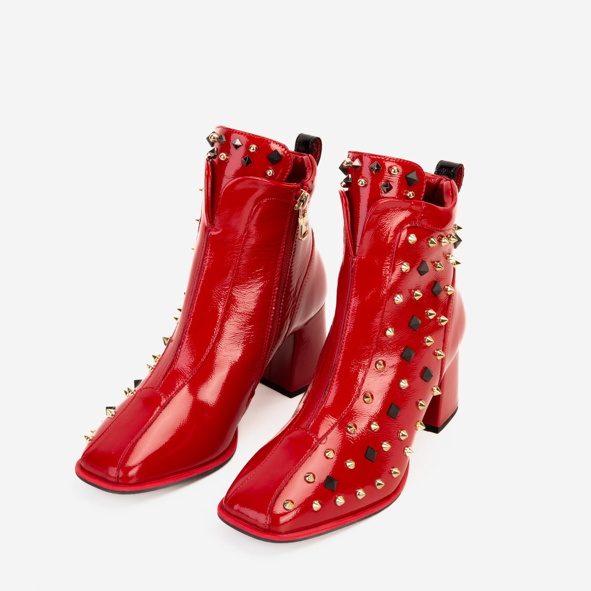 Vinci Leather The Infanta Red Leather Block Heel Women Boot – product view 5