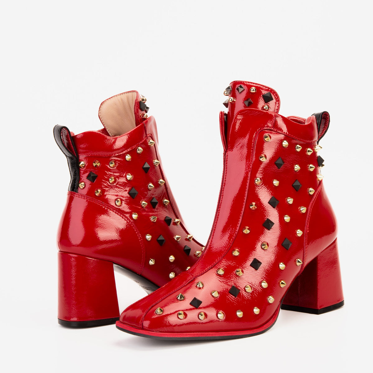Vinci Leather The Infanta Red Leather Block Heel Women Boot – product view 7