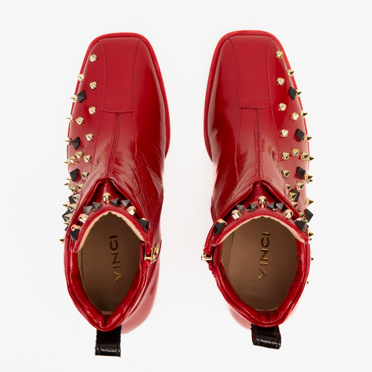 Vinci Leather The Infanta Red Leather Block Heel Women Boot – product view 8