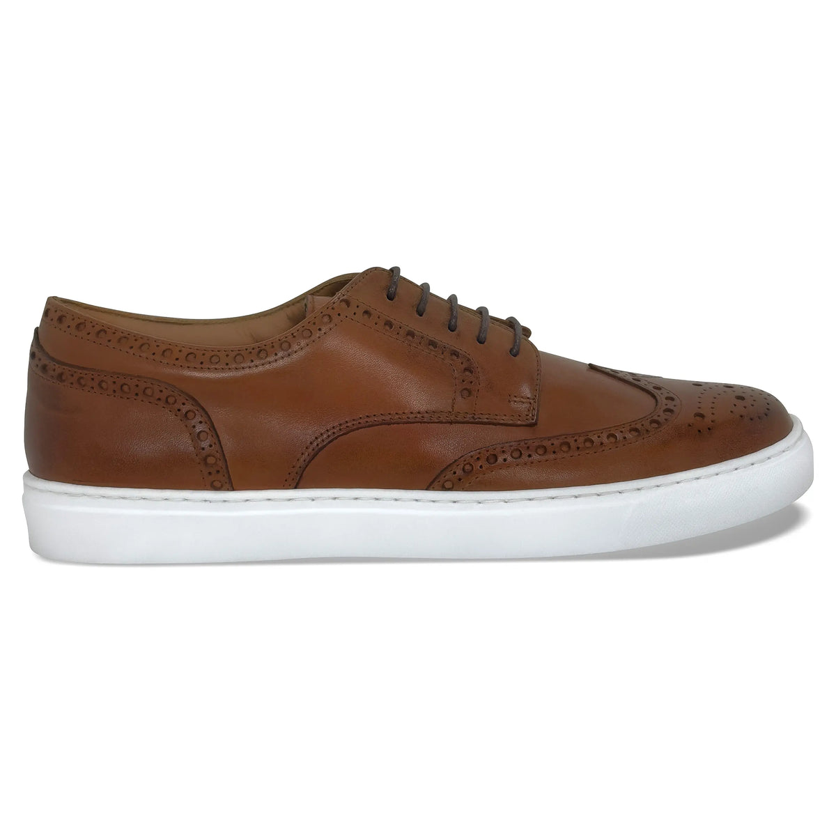 Men's Don Giovanni Wingtips - Cognac w/ White Sole – side view