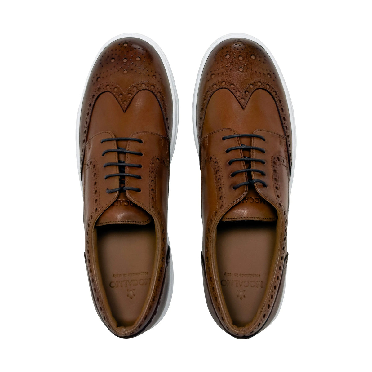 Men's Don Giovanni Wingtips - Cognac w/ White Sole – top view