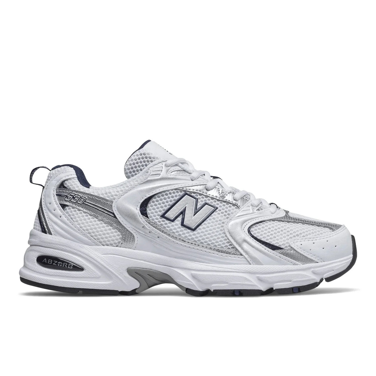 New Balance 530 Men's Sneakers — White/Blue Leather Low-Top