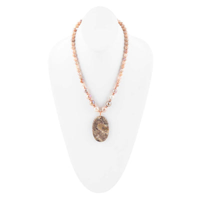 Jasper Slab in Pink Necklace