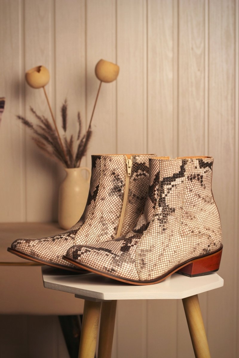 Liberty Zeno Jazzy Jackman Leather Print Ankle Length Boots