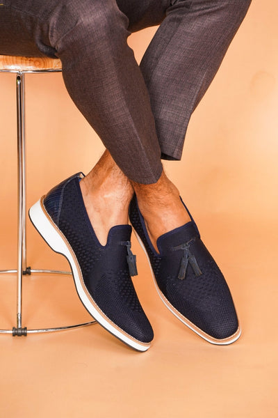 Jean Leather Textile Casual Loafers