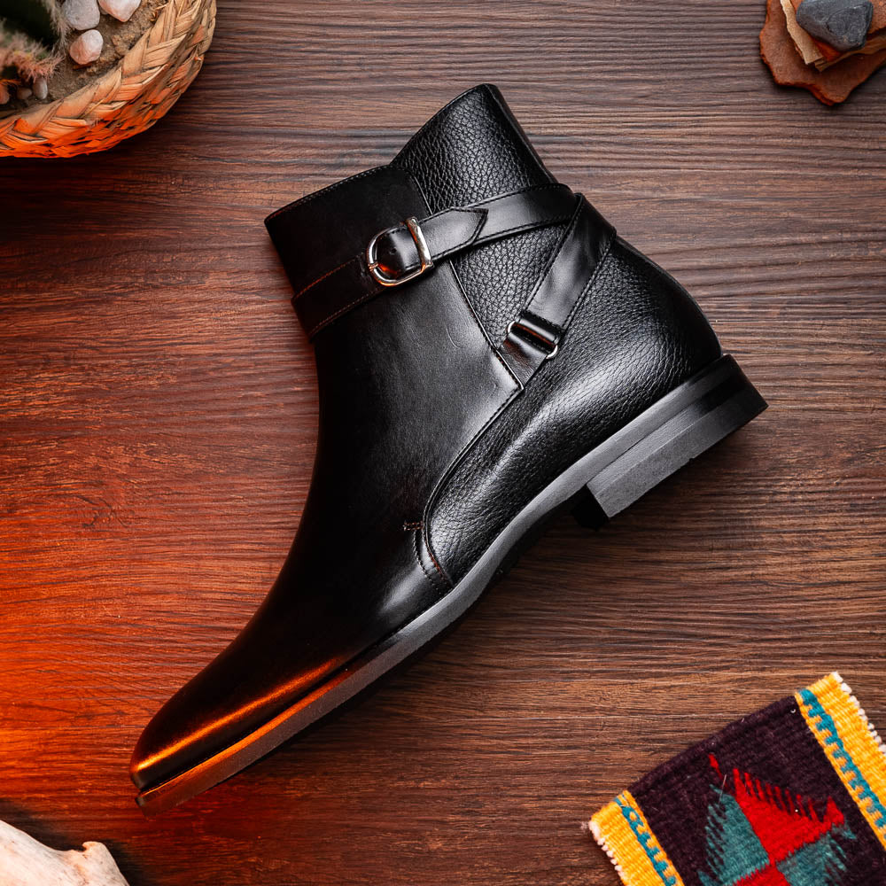 Zelli Italia Men's 45-600-BLK Jodphur Italian Calfskin Boot, Black
