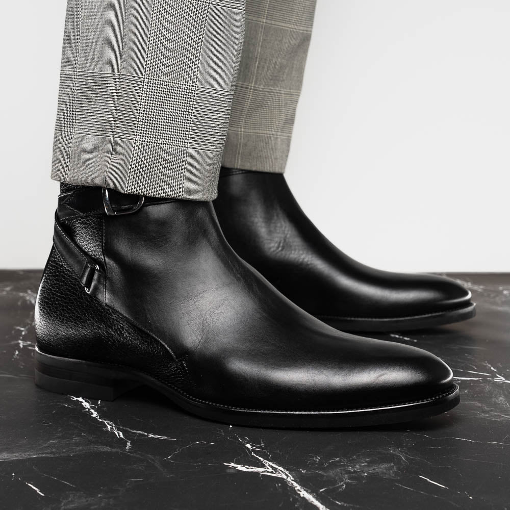 Zelli Italia Men's 45-600-BLK Jodphur Italian Calfskin Boot, Black