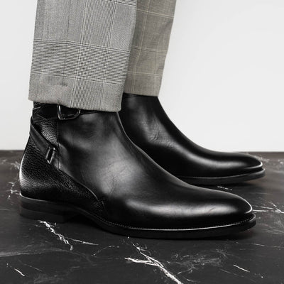 Zelli Italia Men's 45-600-BLK Jodphur Italian Calfskin Boot, Black