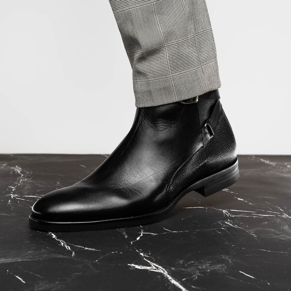 Zelli Italia Men's 45-600-BLK Jodphur Italian Calfskin Boot, Black