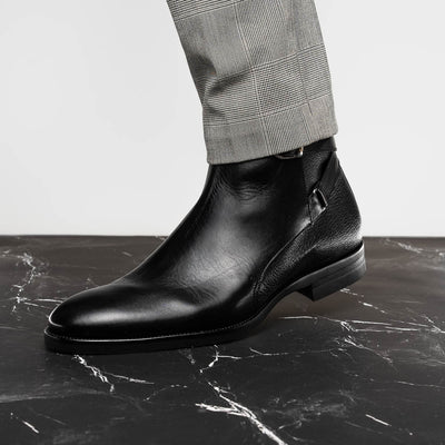 Zelli Italia Men's 45-600-BLK Jodphur Italian Calfskin Boot, Black