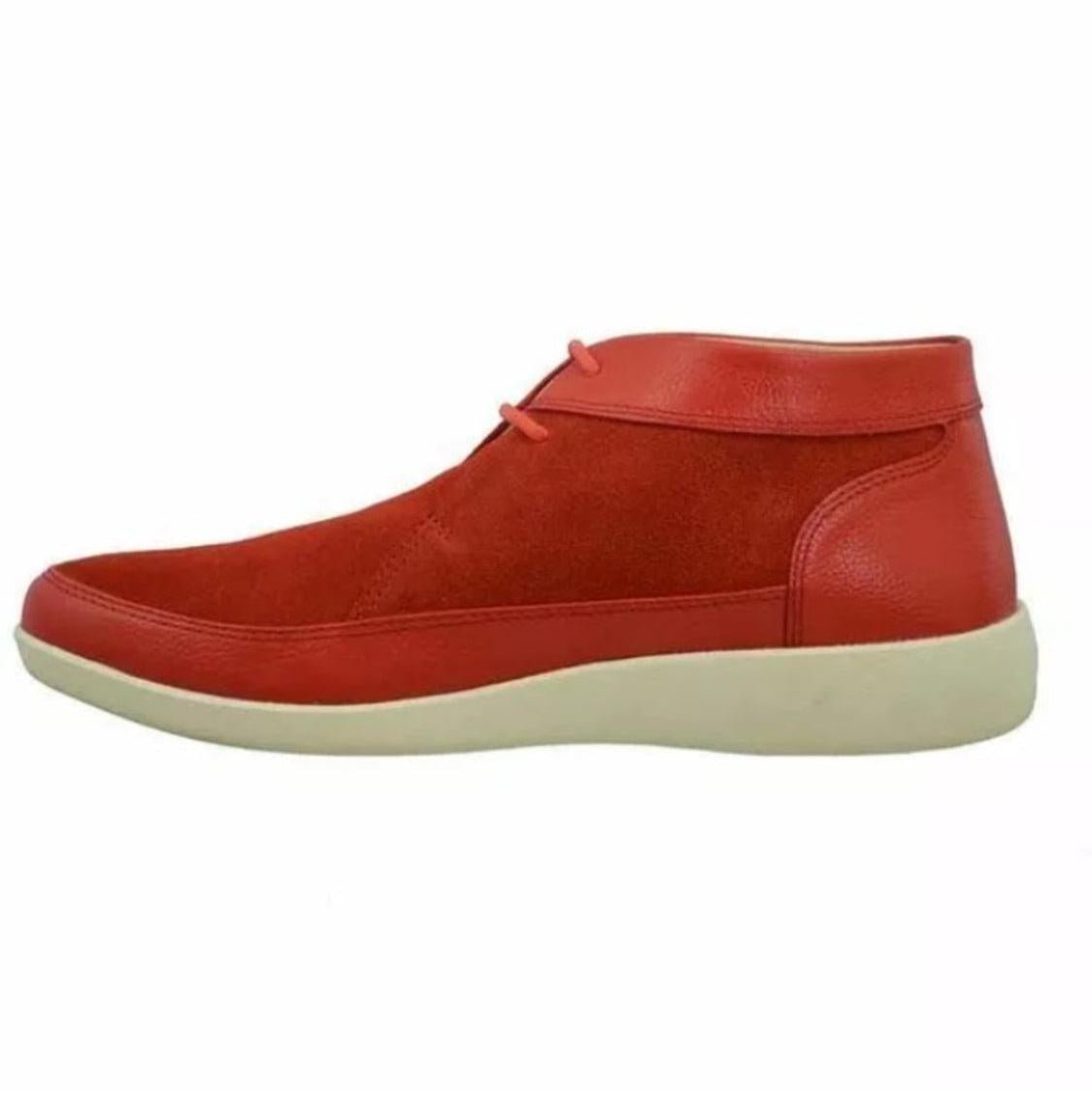 Johnny Famous Bally Style Central Park Men’s High Tops – Red Suede and Leather – Vintage 80s Vibe