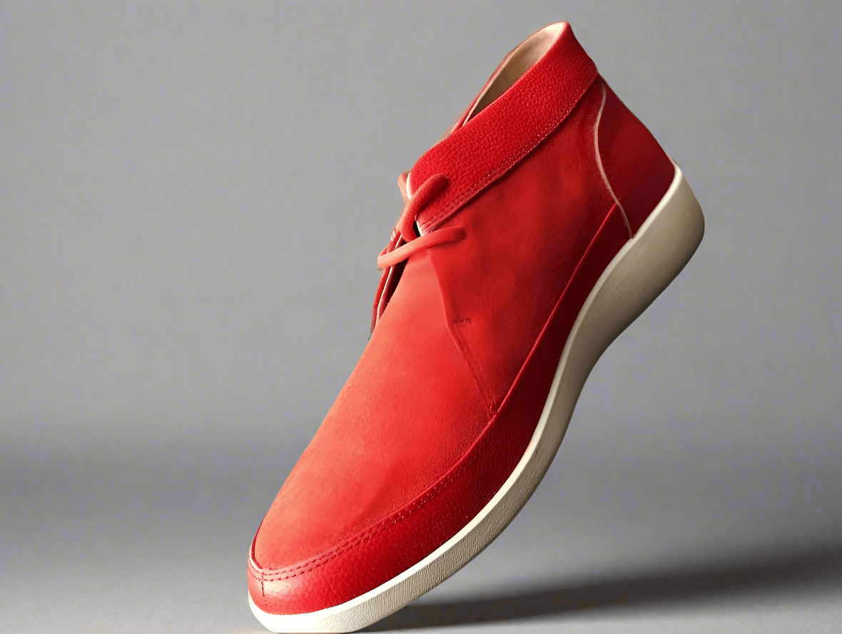 Johnny Famous Bally Style Central Park Men’s High Tops – Red Suede and Leather – Vintage 80s Vibe