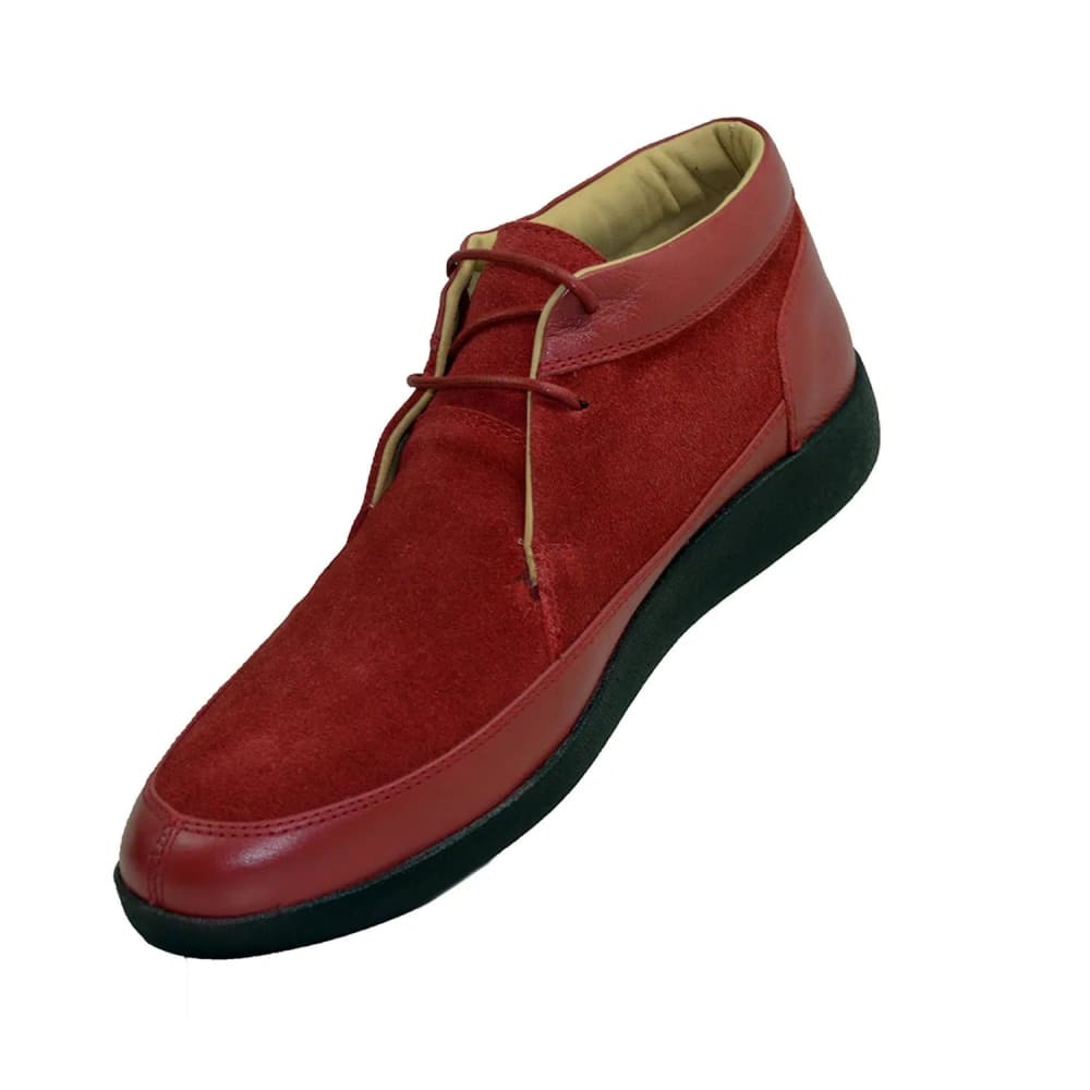 Johnny Famous Bally Style Central Park Men’s High Tops – Red Suede and Leather with Black Sole – Vintage 80s Vibe