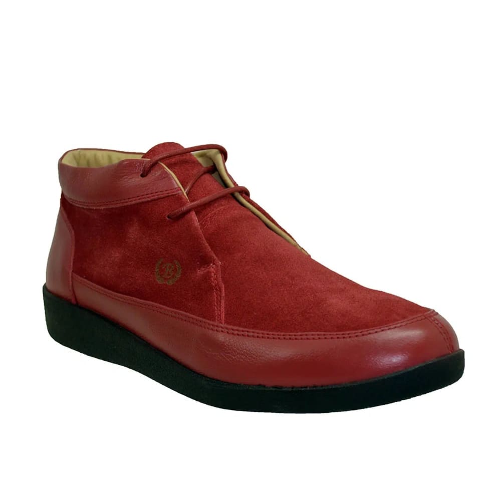 Johnny Famous Bally Style Central Park Men’s High Tops – Red Suede and Leather with Black Sole – Vintage 80s Vibe