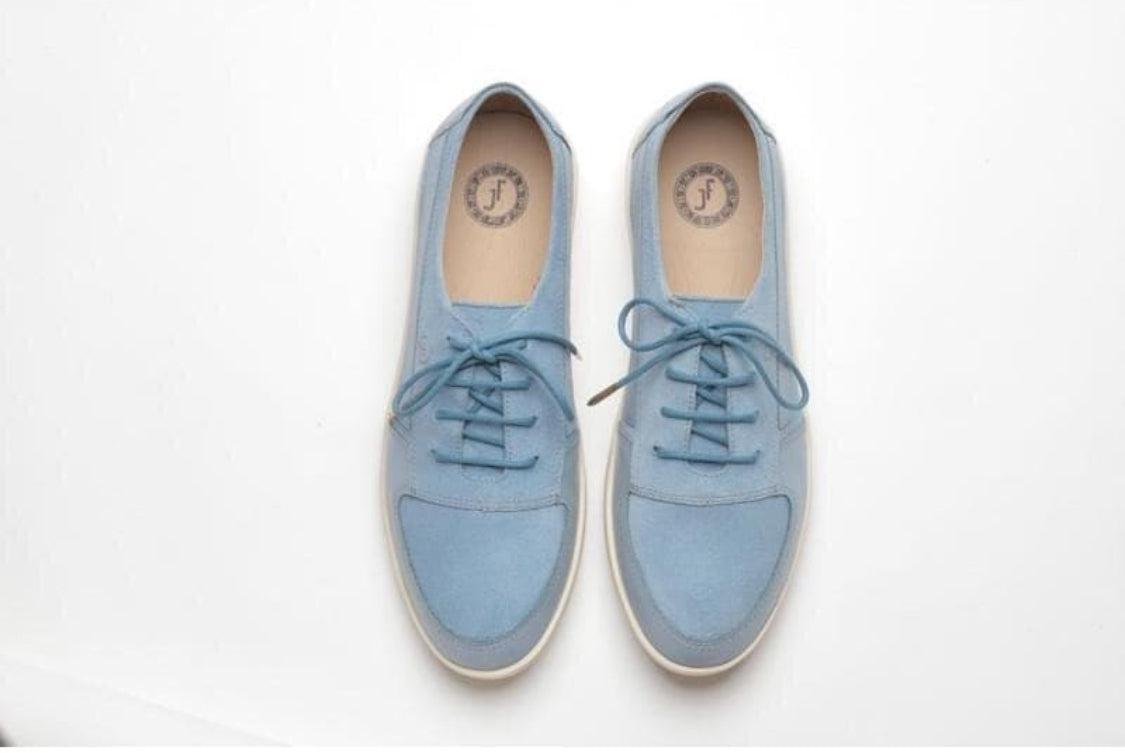Johnny Famous Bally Style Midtown Men’s Low Tops – Powder Blue Suede – Vintage 80s Vibe