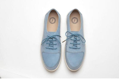 Johnny Famous Bally Style Midtown Men’s Low Tops – Powder Blue Suede – Vintage 80s Vibe