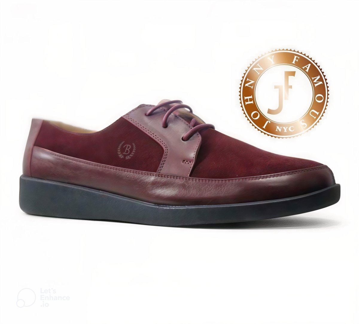 Johnny Famous Retro Bally 80’s Style Park West Men’s Burgundy Low Tops