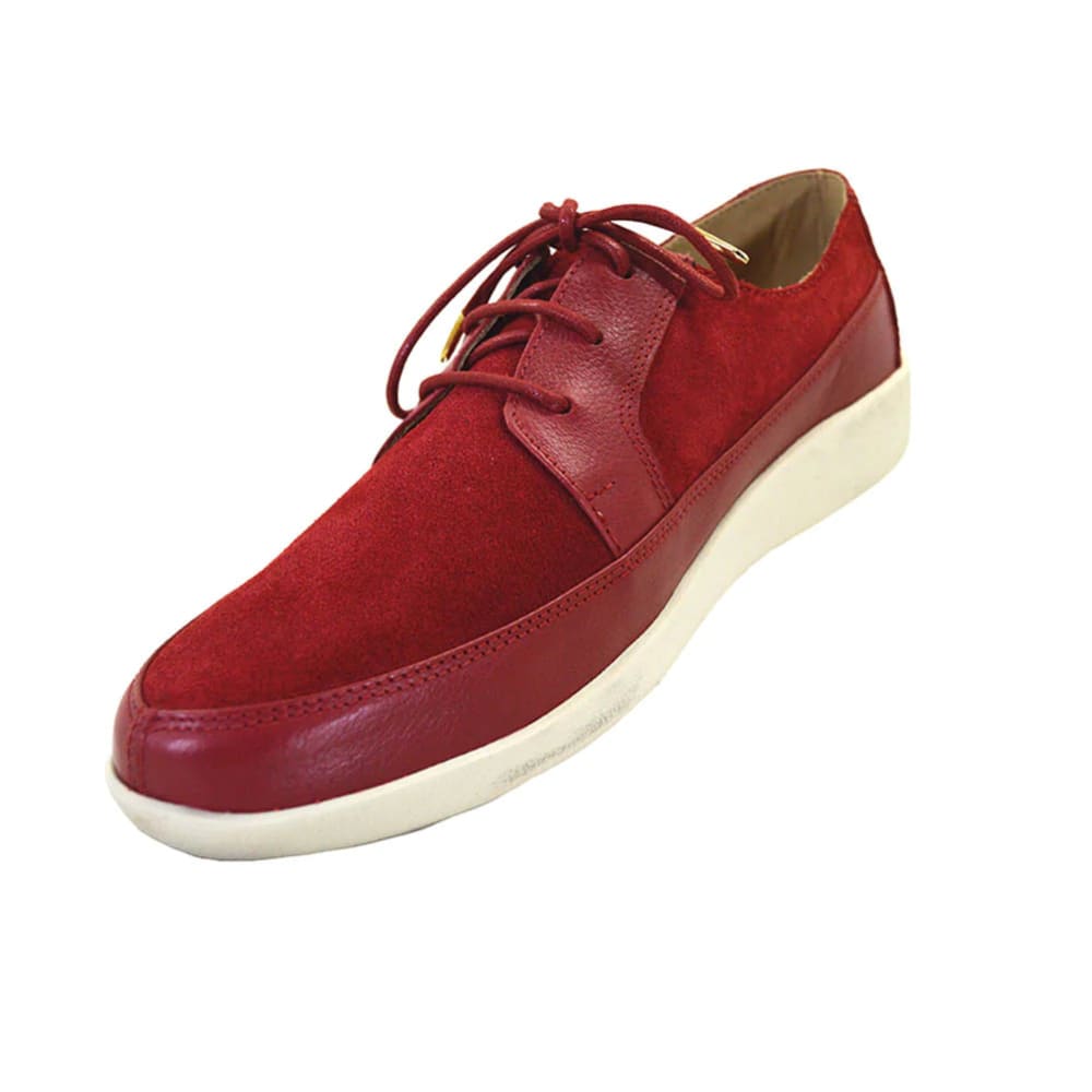 Johnny Famous Bally Style Park West Men’s Low Tops – Red Suede and Leather – Vintage 80s Vibe