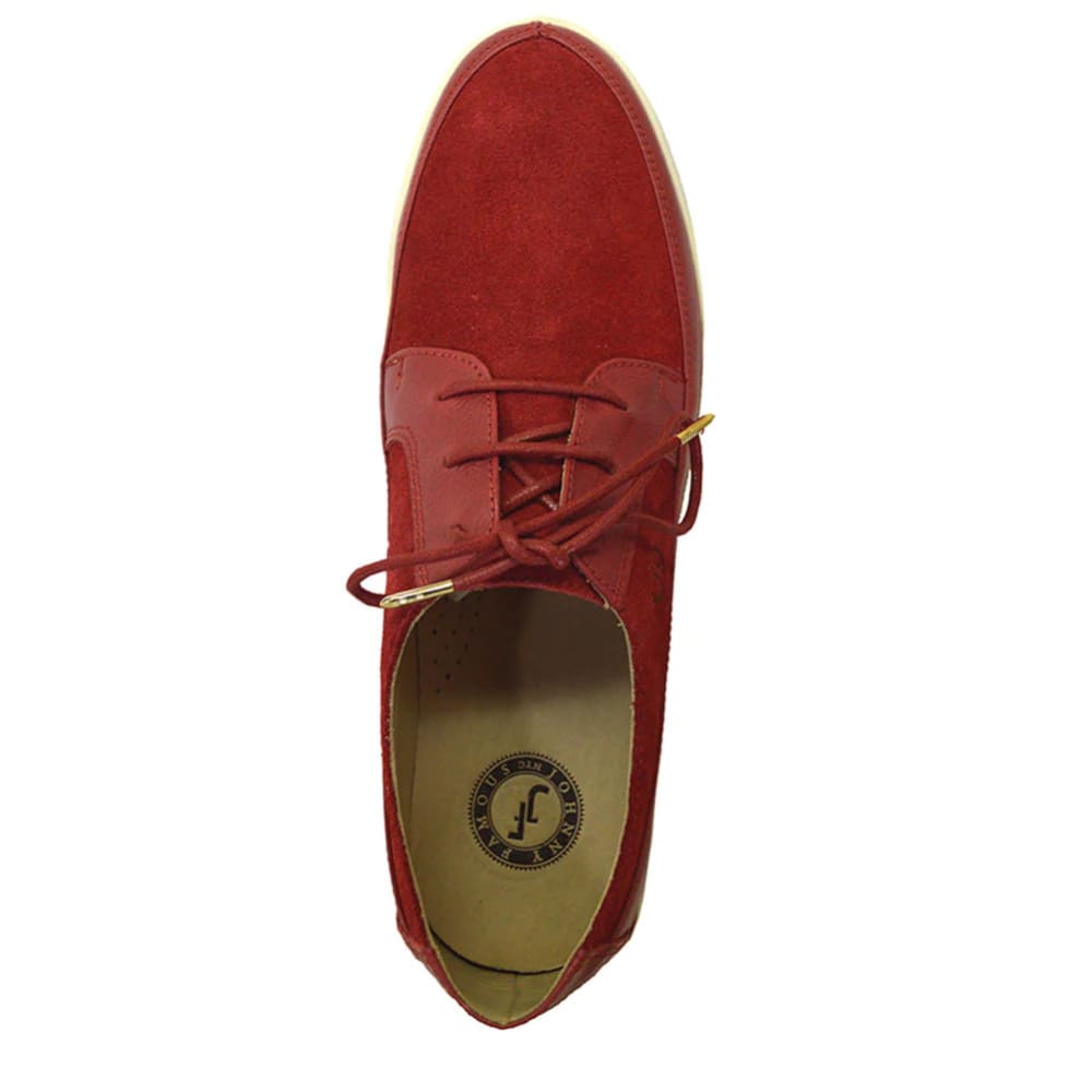 Johnny Famous Bally Style Park West Men’s Low Tops – Red Suede and Leather – Vintage 80s Vibe