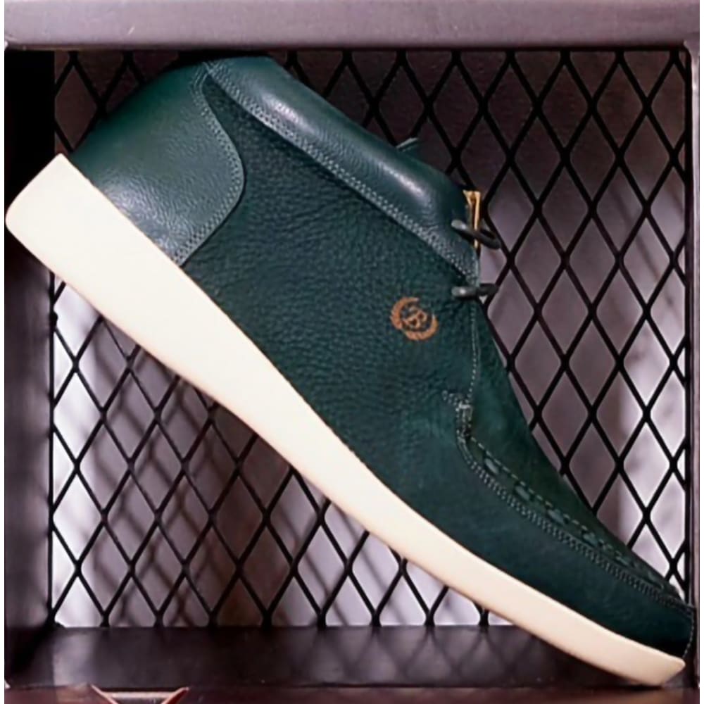 Johnny Famous Retro Bally 80’s Style Soho Men’s Emerald Green Elephant Leather High Tops