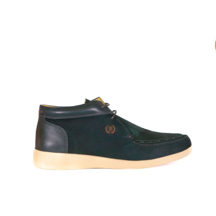 Johnny Famous Retro Bally 80’s Style Soho Men’s Emerald Green Elephant Leather High Tops front view