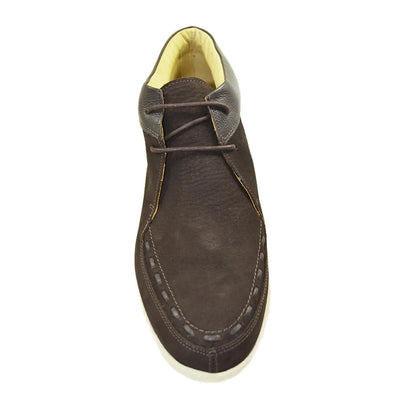 Johnny Famous Retro Bally 80’s Style Soho Men’s Brown Elephant Leather High Tops