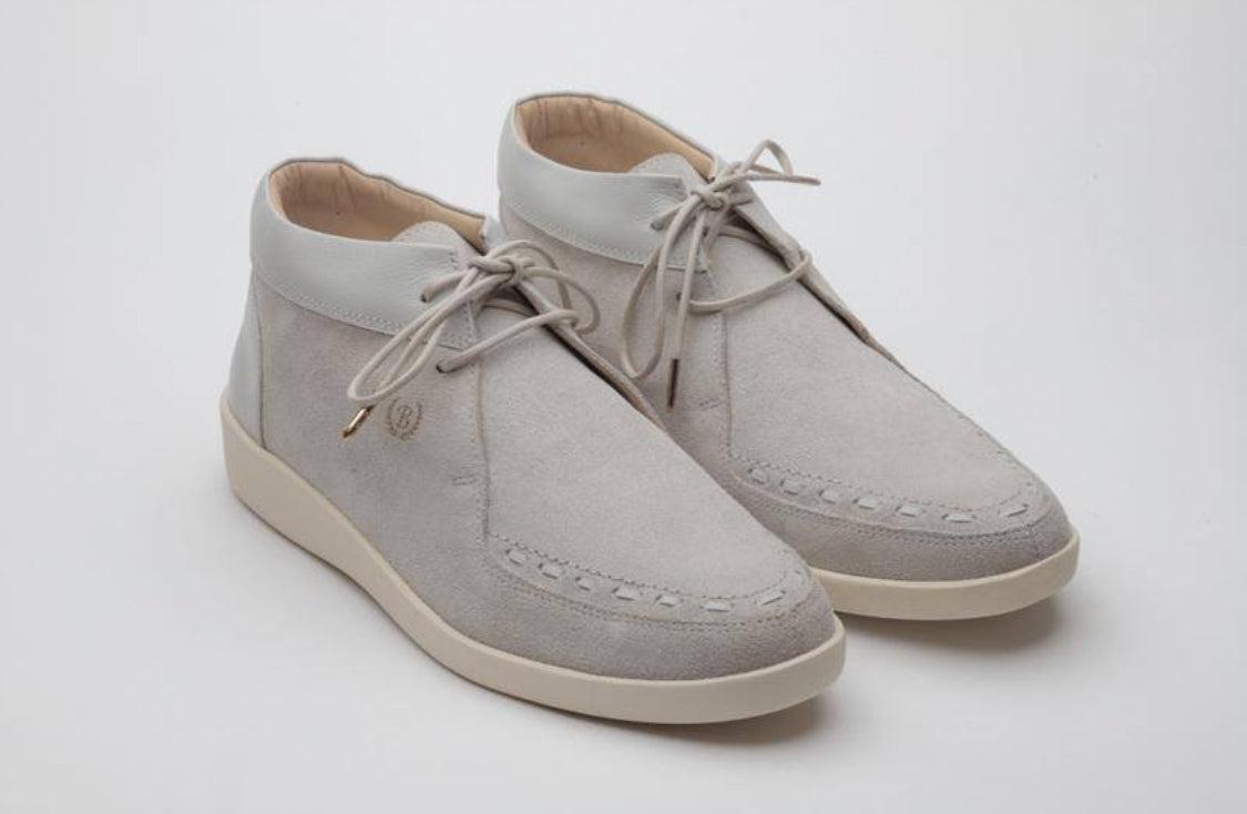 Johnny Famous Bally Style Soho Men’s High Tops – White Suede and Leather – Vintage 80s Vibe