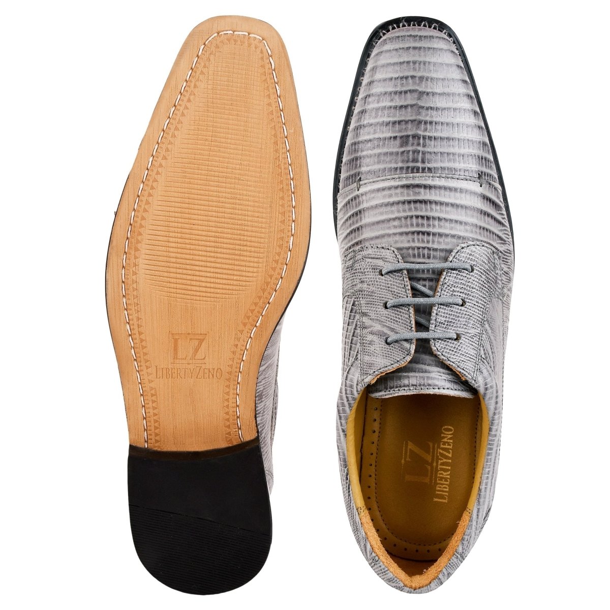 Liberty Zeno Jostin Genuine Leather Lizard Print Oxford Style Dress Shoes For Men