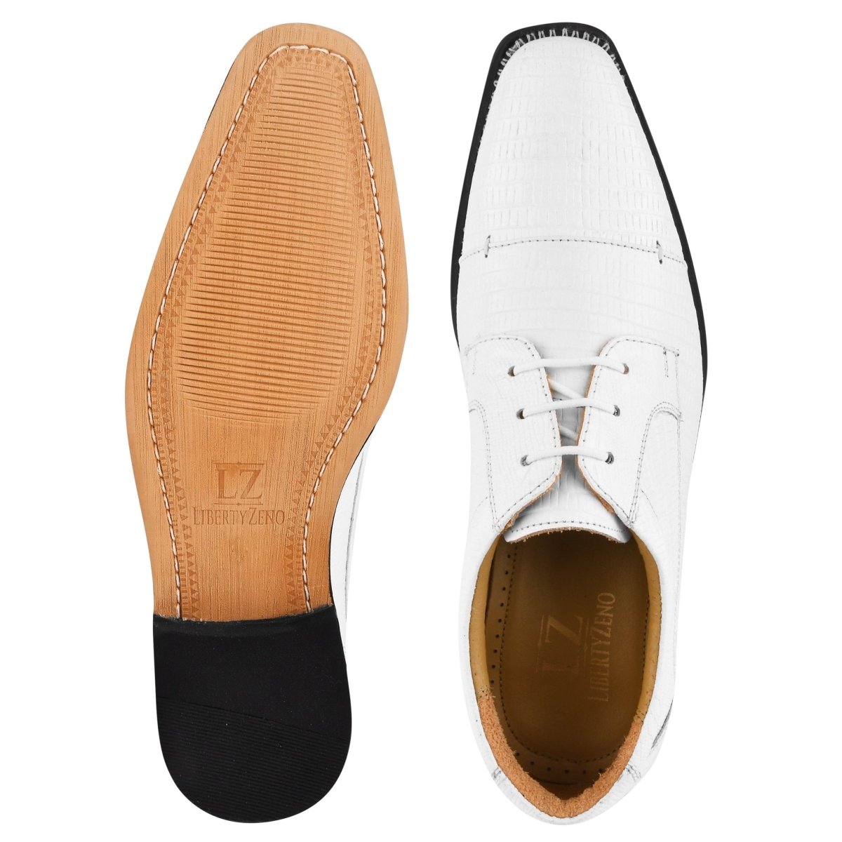 Liberty Zeno Jostin Genuine Leather Lizard Print Oxford Style Dress Shoes For Men