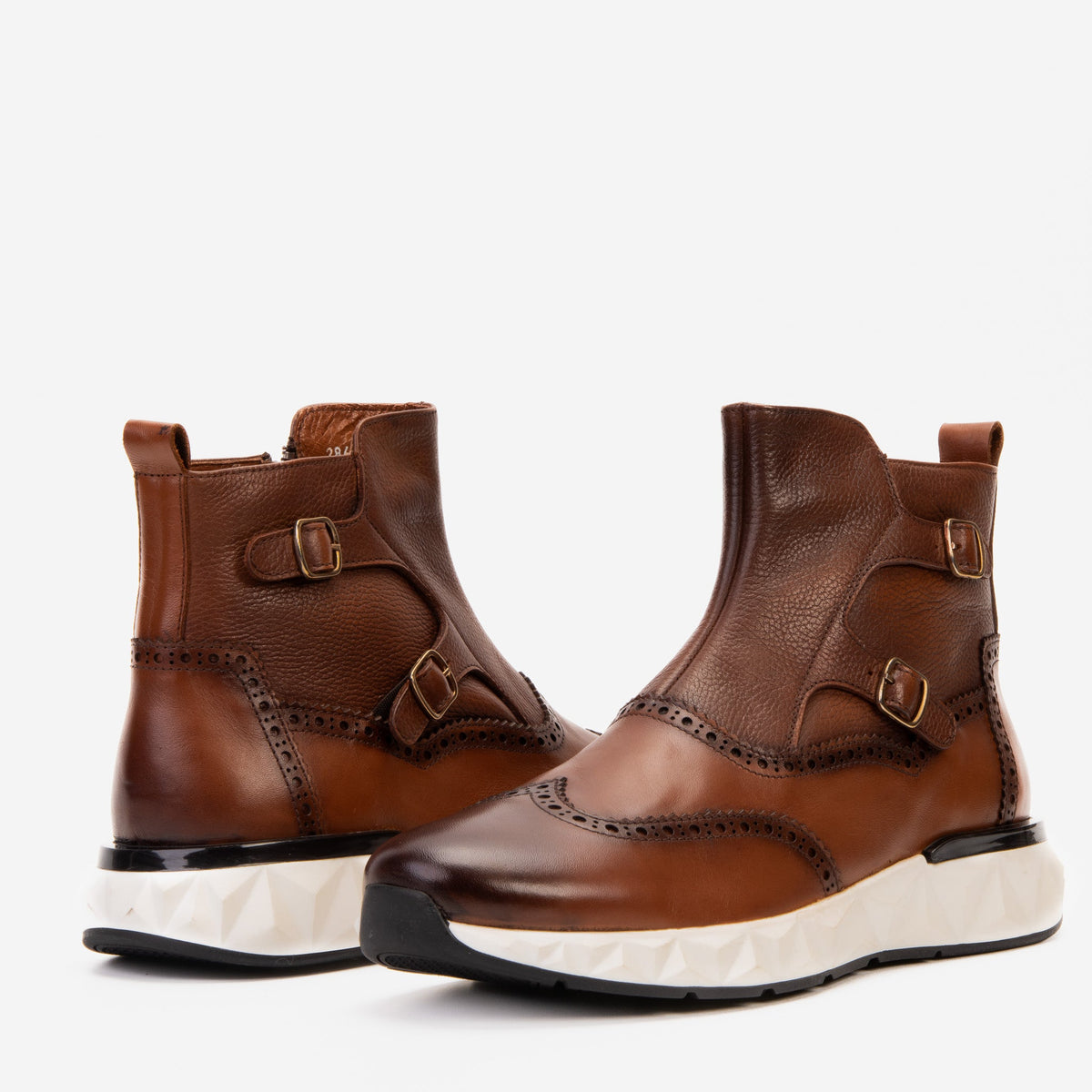 Vinci Leather The Stealth Wingtip Buckle Tan Leather Men Boot – product view 4