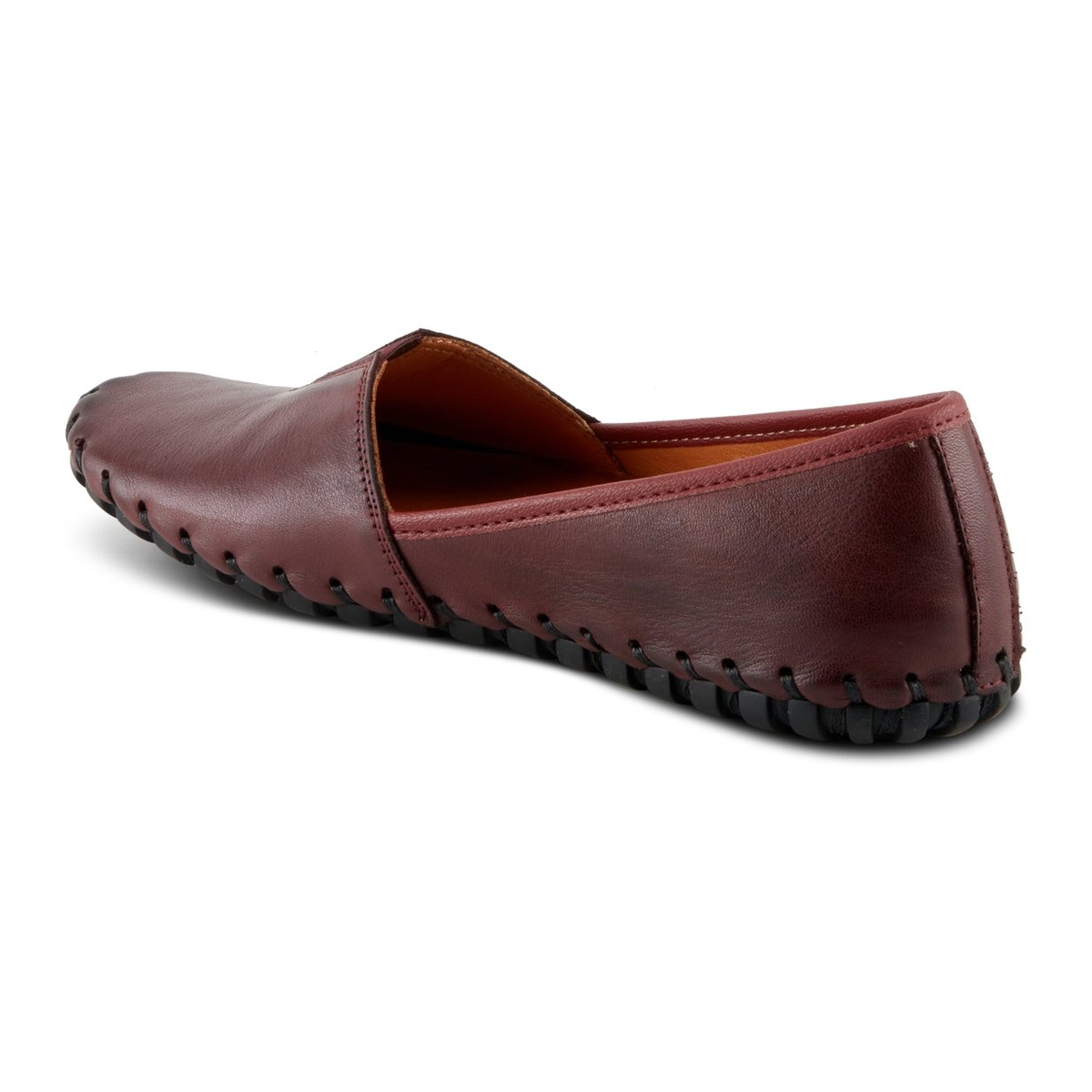 Spring Step Kathaleta women's burgundy slip-on shoe, rear three-quarter view