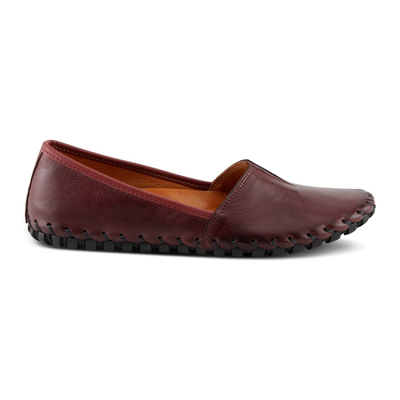 Spring Step Kathaleta women's burgundy slip-on shoe, right-facing side view
