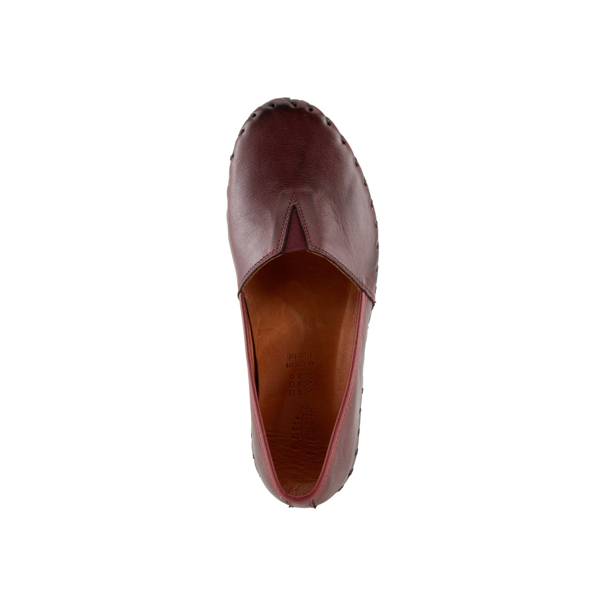 Spring Step Kathaleta women's burgundy slip-on shoe, top view