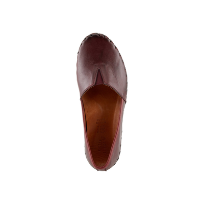 Spring Step Kathaleta women's burgundy slip-on shoe, top view