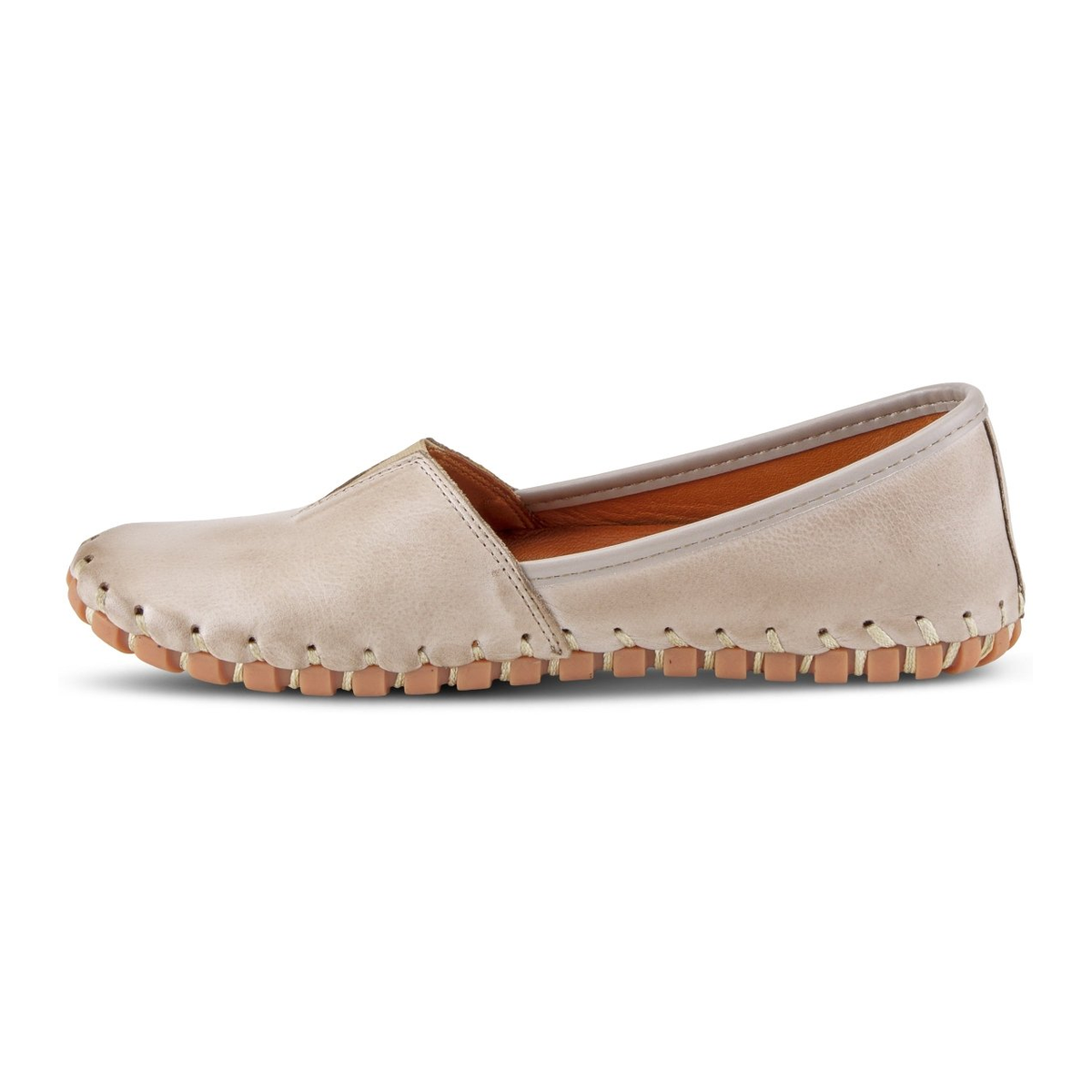 Spring Step Kathaleta women's grey slip-on shoe, left-facing side view