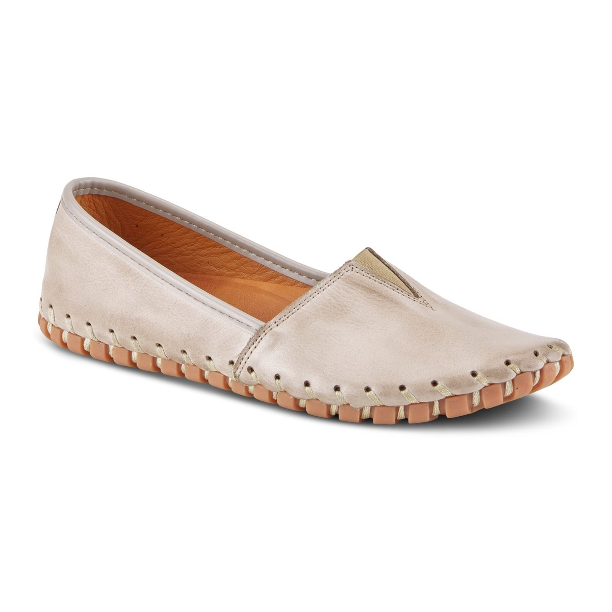Spring Step Kathaleta women's grey slip-on shoe, three-quarter view
