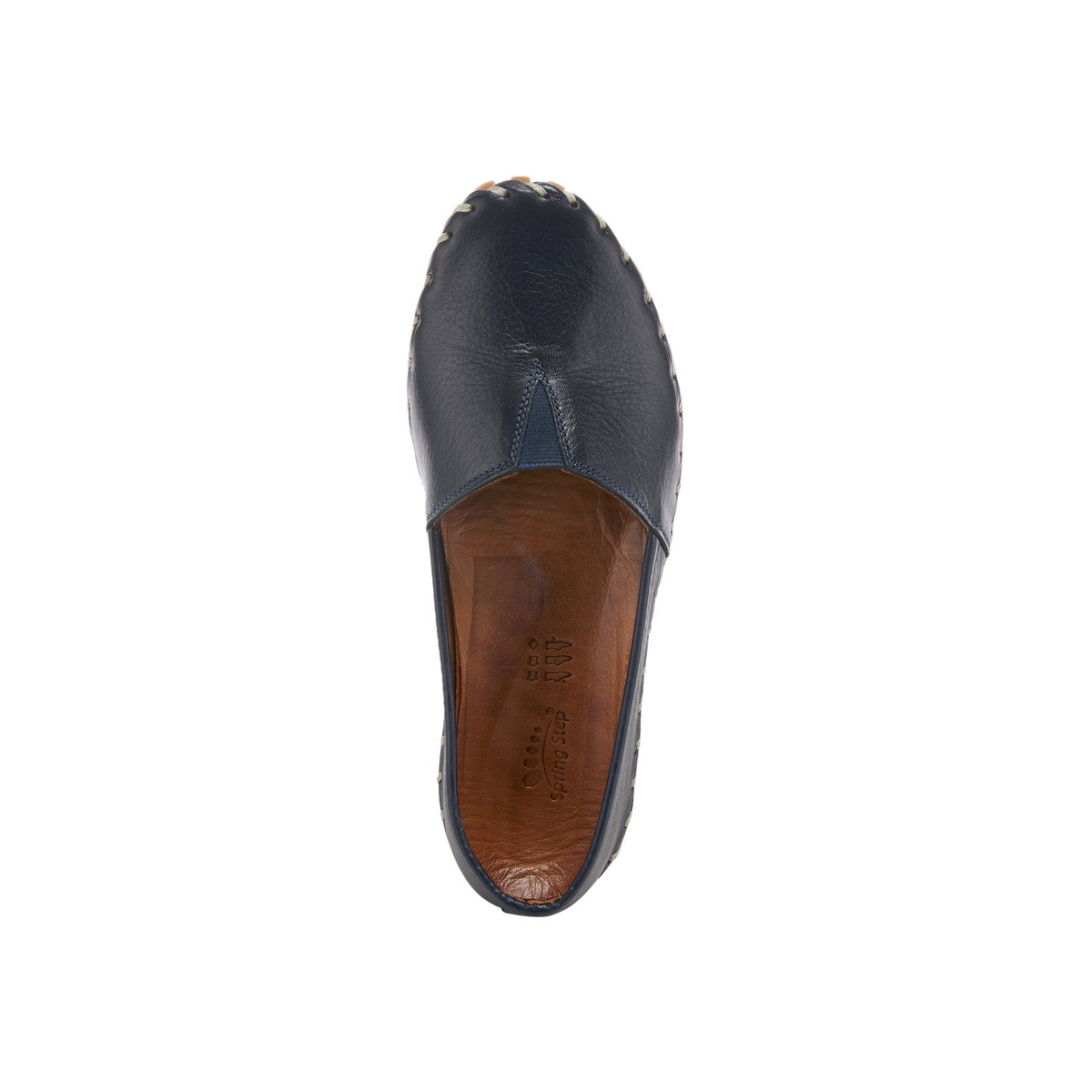 Spring Step Kathaleta women's navy slip-on shoe, top view