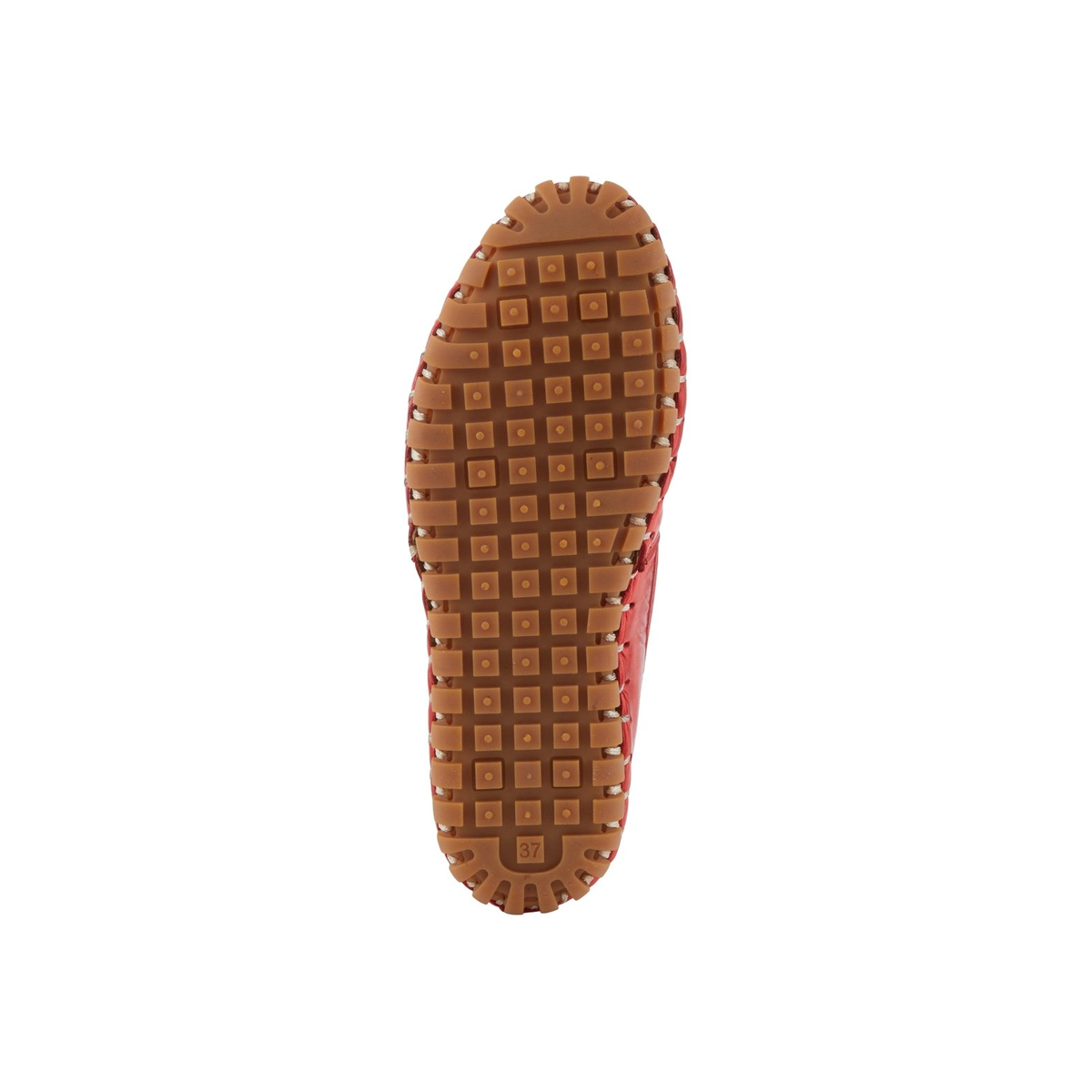 Spring Step Kathaleta women's red slip-on shoe, outsole view