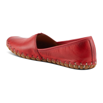 Spring Step Kathaleta women's red slip-on shoe, rear three-quarter view