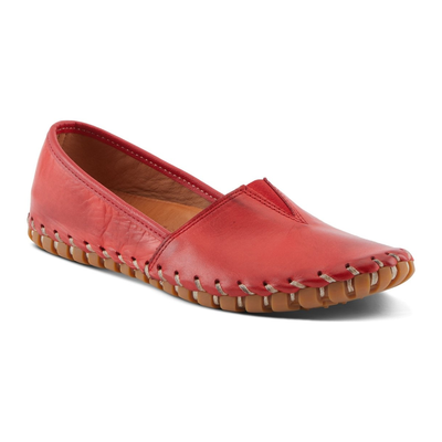 Spring Step Kathaleta women's red slip-on shoe, three-quarter view