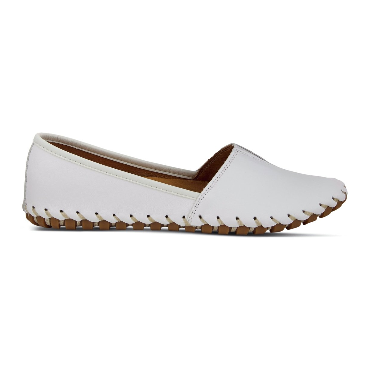 Spring Step Kathaleta women's white slip-on shoe, right-facing side view
