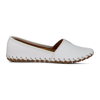 Spring Step Kathaleta women's white slip-on shoe, right-facing side view