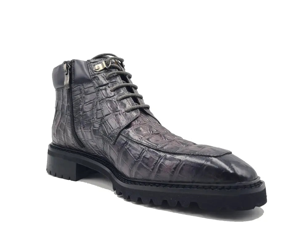 Carrucci Shoes KB Alligator Embossed Men's Leather Boots KB51650